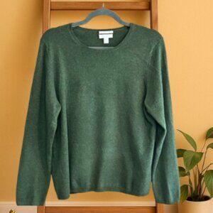 Charter Club 100% Cashmere Crewneck Sweater XL — Heather Pine Green